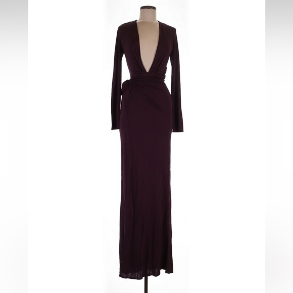 Reformation formal deep v  Plum Long Sleeve Dress maxi event wedding small